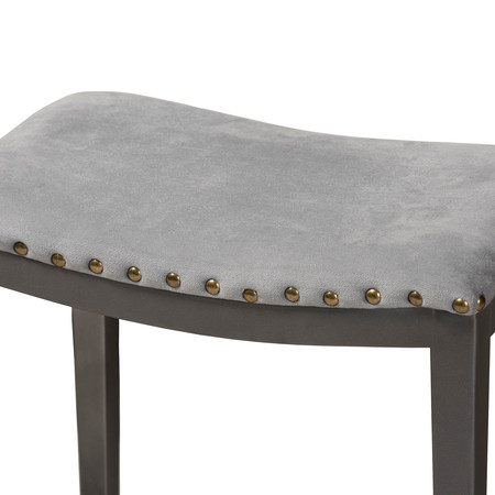Baxton Studio Noll Grey Upholstered 3-Piece Multipurpose Metal Counter Table Set 159-9843